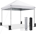 10x10 Pop Up Canopy, Portable Instant Canopy Tent with Carry Bag, 4 Sandbags and 8 Stakes for Outdoor Events, Parties & Camping
