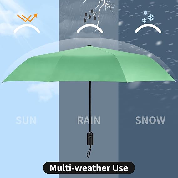 Windproof Travel Umbrella - Automatic Umbrellas for Rain, Compact Folding Umbrella with UV Protection, Lightweight Portable Design for Backpack/Walking/Car, Sun & Storm Ready