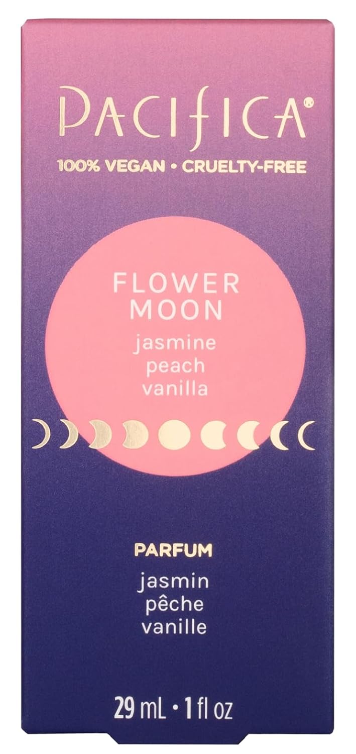Pacifica Beauty Flower Moon Spray Perfume, Fragrances, Passion, Euphoria, Jasmine, Peach, Vanilla, Musk, Spray Perfume, Clean Perfume, Parfum, Eau de Toilette, Vegan, 1 fl oz (1 Count)