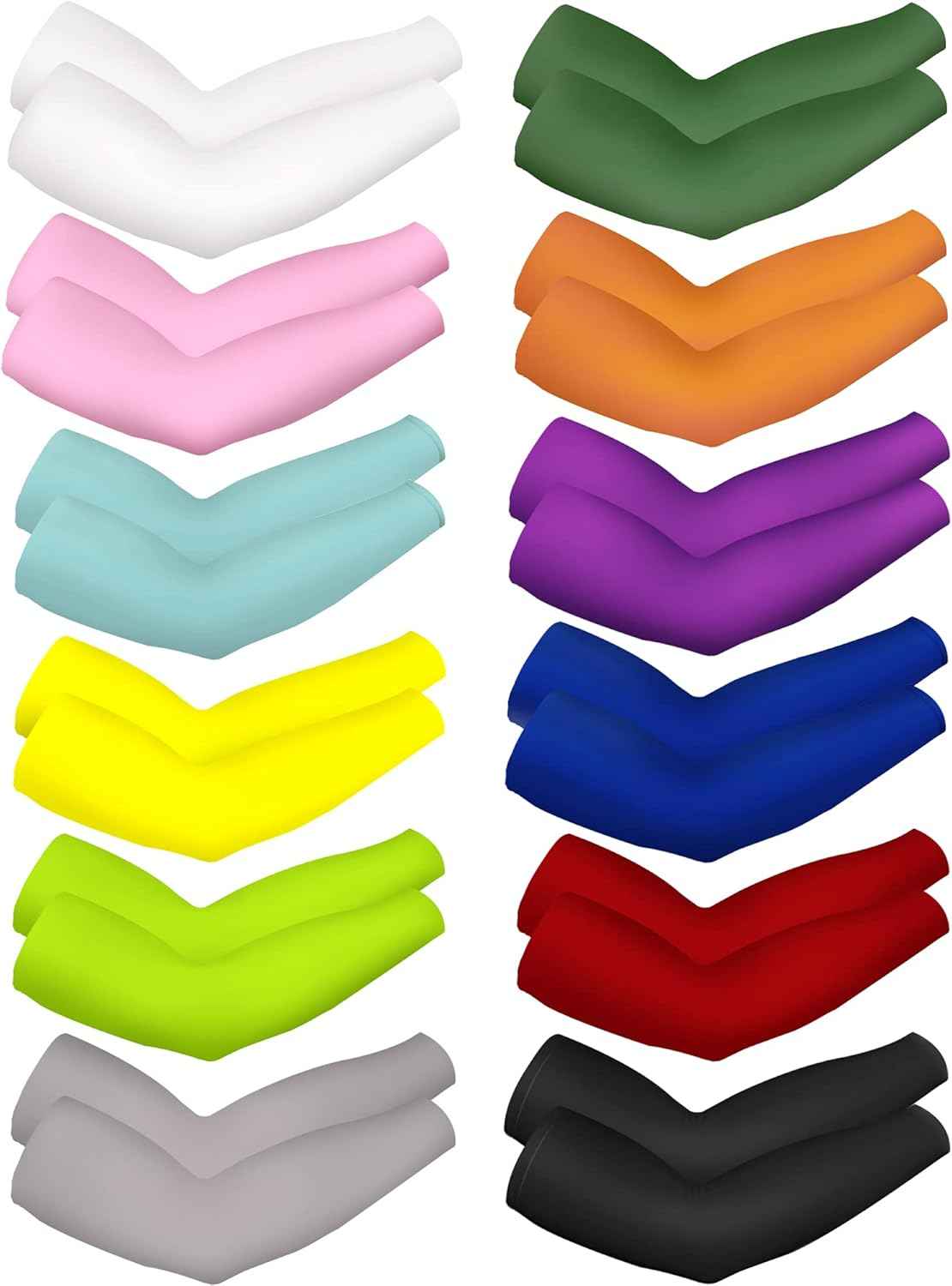 Bememo 12 Pairs Unisex UV Protection Arm Sleeves Sun Cover, 12 Solid Colors | Cooling Sun Sleeves for Men Women, Outdoor Driving Cycling, Lightweight Stretch Fabric, Mangas para Brazos