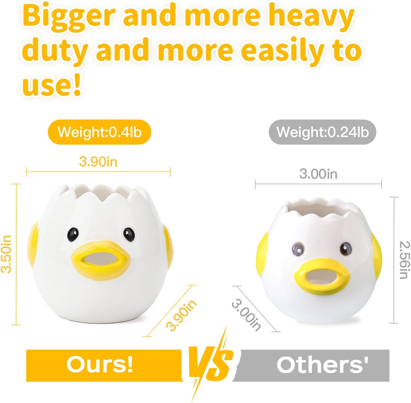 LuoCoCo Cute Egg Separator, Ceramics Vomiting Chicken Egg Yolk White Separator, Practical Household Small Egg Filter Splitter, Kitchen Gadget Baking Assistant Tool, Dishwasher Safe