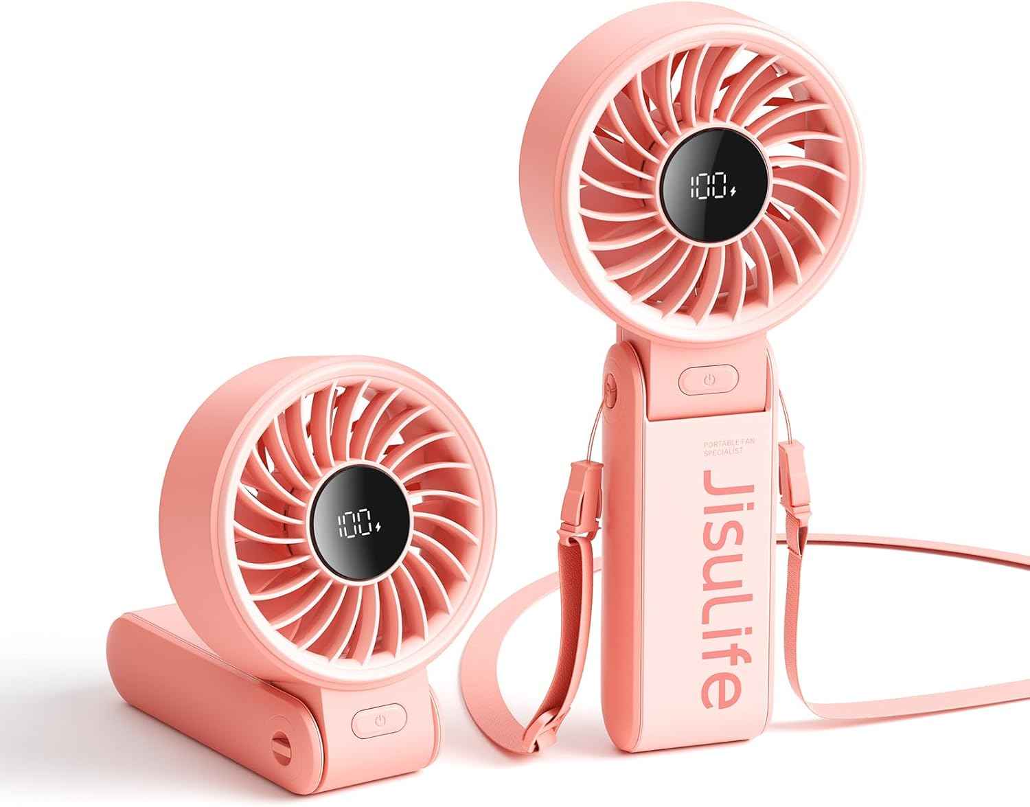 JISULIFE Handheld Fan Life7 – Ultimate Flexibility: Wide & Strong Airflow, 19.5H Max Cooling, 5000mAh Rechargeable, 5-Speed, LED Display, 3 IN 1 Portable Fan for Travel, Concerts, Sports Events