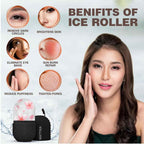 Ice Roller for Face & Eyes – Facial Ice Roller for Under Eye Puffiness, Reusable Silicone Ice Face Roller Massager for Skin Tightening, Pore Shrinking & Cooling Skincare Tool