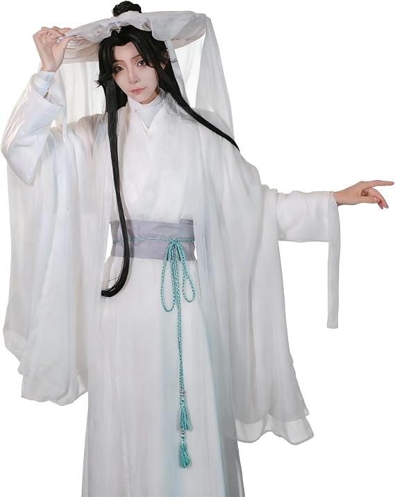 Xie Lian Cosplay Hanfu Costume, White Cotton Robe, Ancient Chinese Style