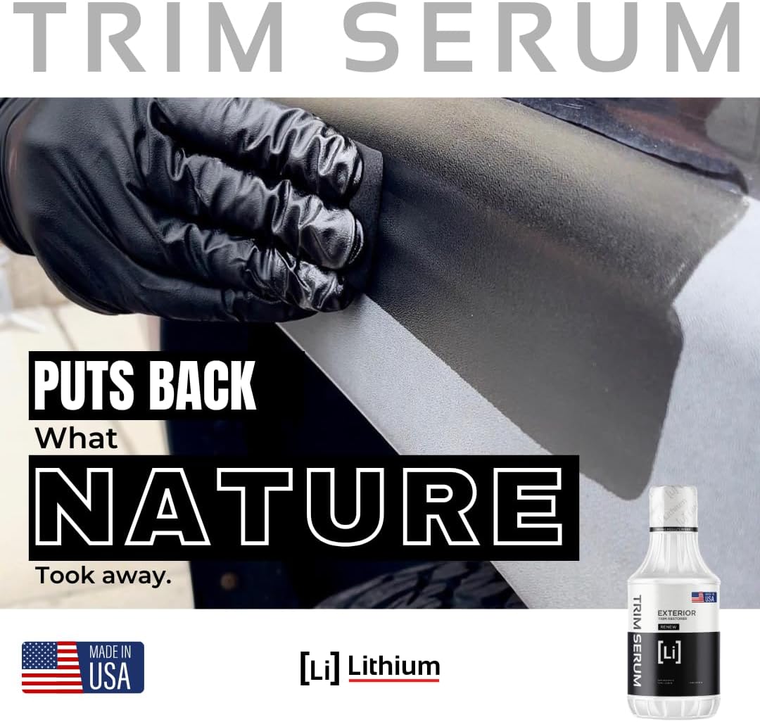 Trim Serum- Plastic Restorer for Cars- Restores Even the Most Damaged Plastic, Rubber, and Vinyl - Black Trim Restorer That Lasts For Months - Penetrates Plastic Pores Restoring Color (16 Oz)
