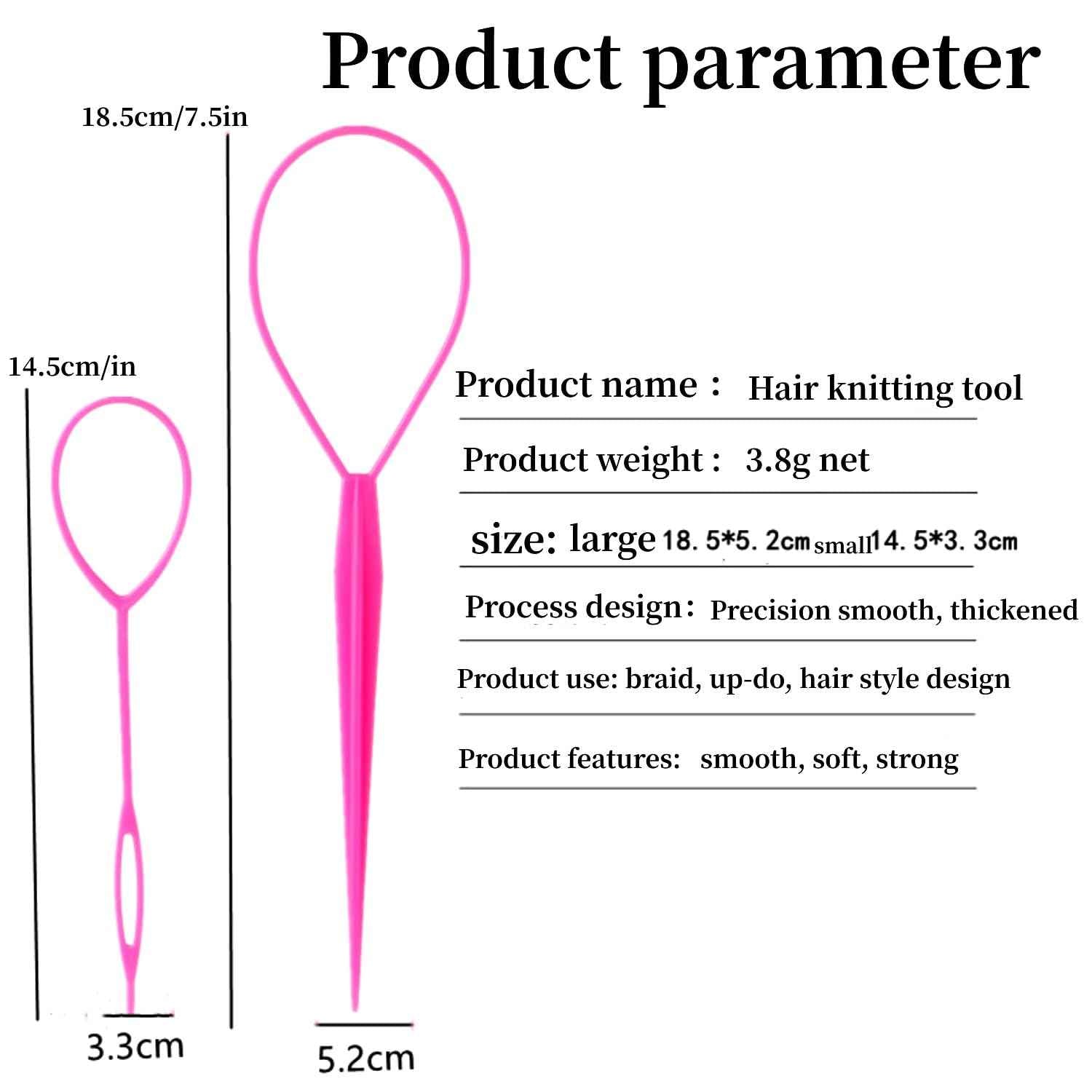 Aigee 6pcs Topsy Tail and Hair Loop Styling Tool Set - Ponytail Makers, French Braid Loops in Large and Small, Hair Pull Through Tools (Pink, Blue, Purple) for Women and Girls