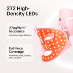 Red Light Therapy for Face – Cordless LED Face Mask with 4 Light Modes (NIR 850nm, Red 630nm, Blue, Amber), 272 LEDs, 10-Min Timer, Rechargeable for Glowing Skin at Home