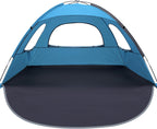WhiteFang Beach Tent Anti-UV Portable Sun Shade Shelter for 3 Person, Extendable Floor with 3 Ventilating Mesh Windows Plus Carrying Bag, Stakes and Guy Lines