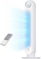 DREO Tower Fan for Bedroom, 2026 Upgraded DC Motor, 28ft/s High Velocity, 20dB Ultra Quiet Standing Fan, 8 Speeds 4 Modes, 90° Oscillating Bladeless Fan for Indoors, Floor Fans with Remote