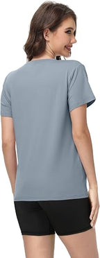 Kinglaman 4 Pack Women Basic T Shirts Tees Workout Short Sleeve Casual Tops | Loose fit, Crew neck, Athletic gym tops, Soft fabric for daily workout wear