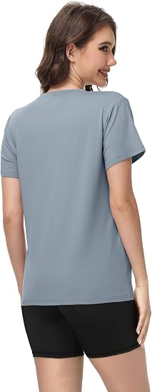 Kinglaman 4 Pack Women Basic T Shirts Tees Workout Short Sleeve Casual Tops | Loose fit, Crew neck, Athletic gym tops, Soft fabric for daily workout wear