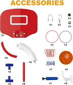 2-in-1 Poor Toy Basketball & Ring Toss Game with 4 Balls, 6 Rings&Pump, Summer Pool Toys Outdoor Water Fun Family Party for Age 3-12