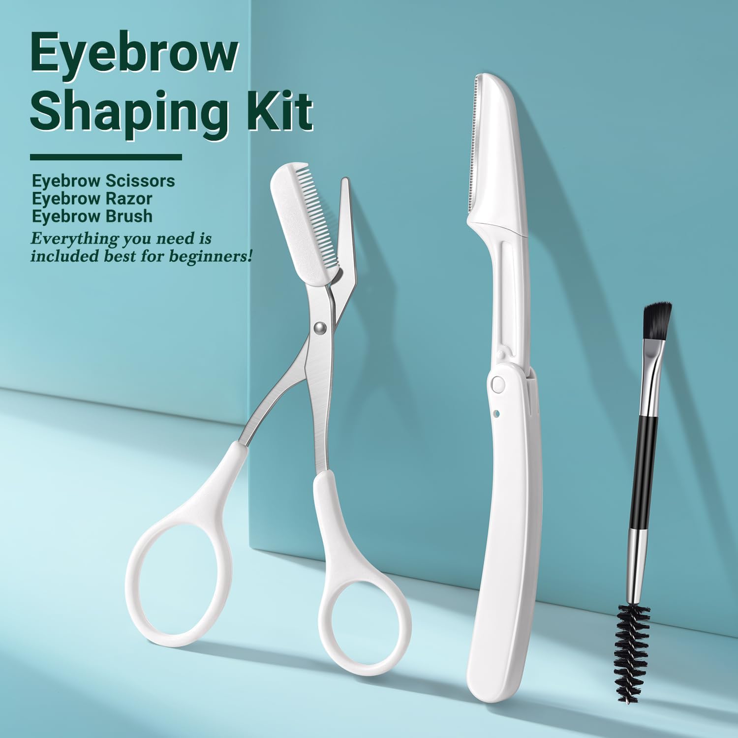 TsMADDTs Tweezers for Women Facial Hair, 8 in 1 Eyebrow Kit with Tweezers, Eyebrow Trimmer Scissors, Razor, Brush with Travel Bag, Hair Plucking Daily Beauty Tools