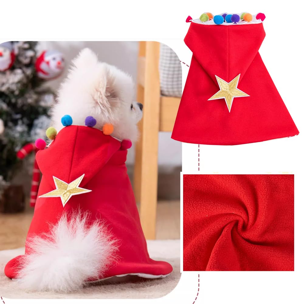 ANIAC Pet Christmas Costume – Cozy Cloak & Hat Set for Cats and Small Dogs
