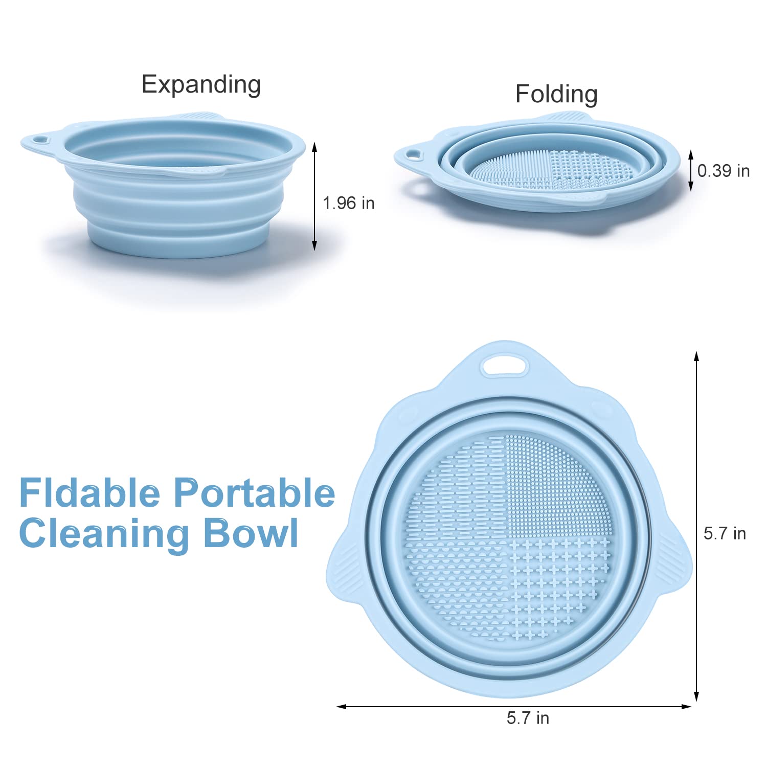 Makeup Brush Cleaner, Etercycle Foldable Silicone Brush Cleaner Bowl Srubber, Portable Washing Tools for Makeup Brush,Powder Puff,Sponge