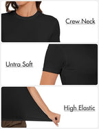 Kinglaman 1/5 Pack Women's Short Sleeve Basic T Shirts Tees Slim Fit Tops | Soft plain fabric, Trendy 2026 basic, Crew neck tees, Fitted summer casual workouts
