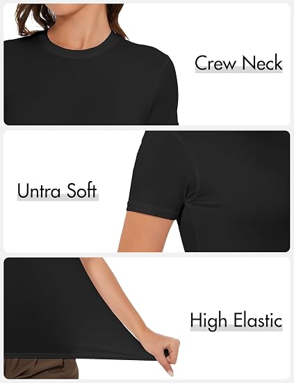 Kinglaman 1/5 Pack Women's Short Sleeve Basic T Shirts Tees Slim Fit Tops | Soft plain fabric, Trendy 2026 basic, Crew neck tees, Fitted summer casual workouts