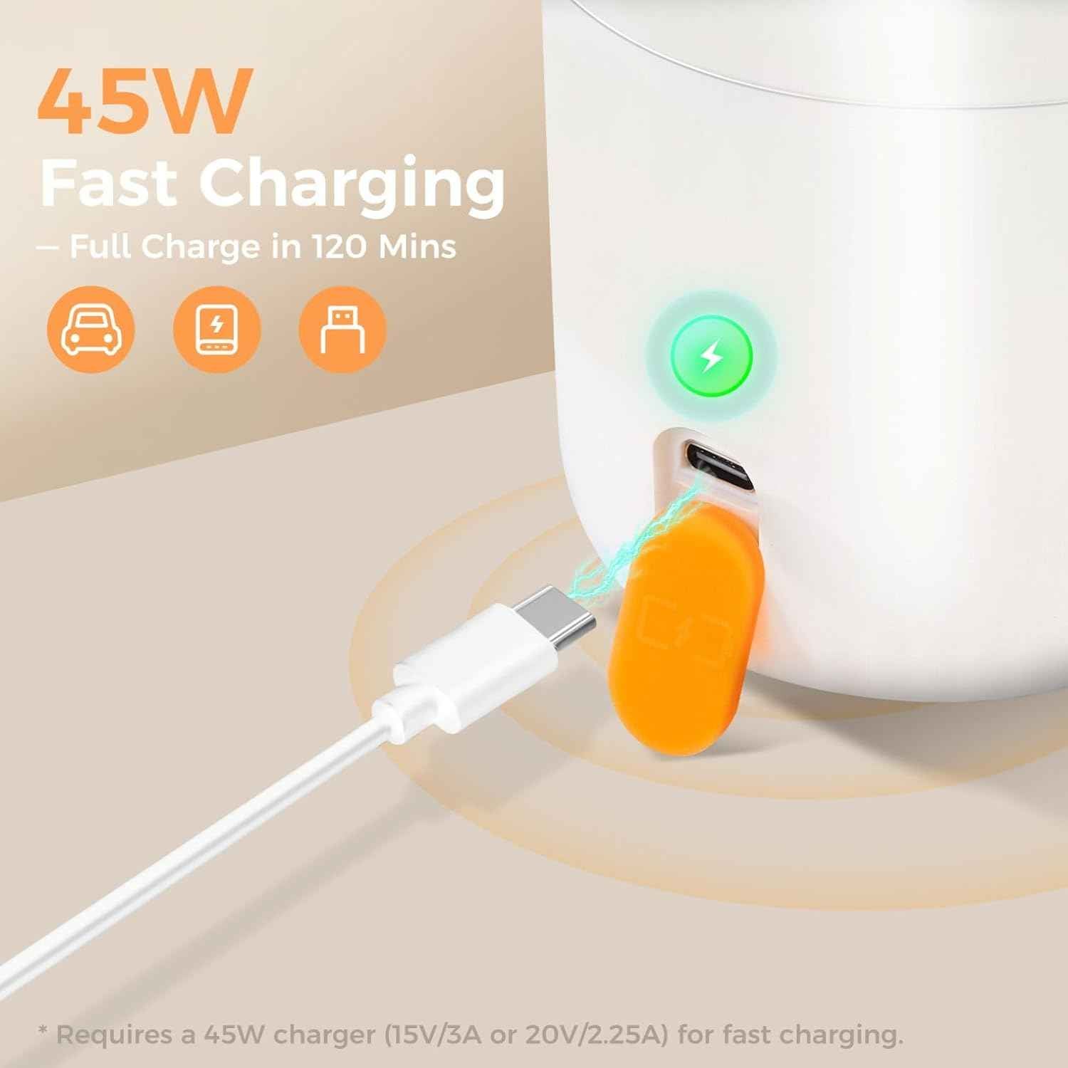 Portable Bottle Warmer for Travel, 12oz Large Capacity Fast Heating, 4 Levels Precise Temperature Control, Long Battery Life, Rechargeable Formula Water Milk Warmer for Car, Airplane & Outdoor Use