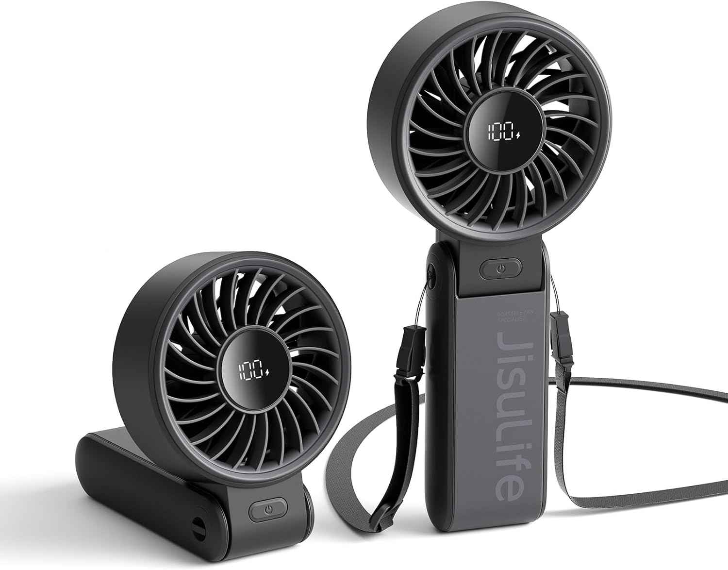 JISULIFE Handheld Fan Life7 – Ultimate Flexibility: Wide & Strong Airflow, 19.5H Max Cooling, 5000mAh Rechargeable, 5-Speed, LED Display, 3 IN 1 Portable Fan for Travel, Concerts, Sports Events