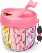 AMOOS Cute Pill Dispenser with 7 Large Compartments, Portable Pill Bottle Organizer with Wide Opening for Easy Use, Anti-Mix Pill Organizer for Travel, BPA-Free Pill Container