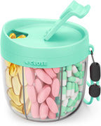 AMOOS Cute Pill Dispenser with 7 Large Compartments, Portable Pill Bottle Organizer with Wide Opening for Easy Use, Anti-Mix Pill Organizer for Travel, BPA-Free Pill Container