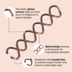 Spiral Bobby Pins for Girls and Women - Hair Bun Maker | Rounded Tips, Chip-Resistant Bun Twist Spiral Hair Pins | Secure Hold All-Day | Ideal Gifts for Women - 3Pcs, Brown