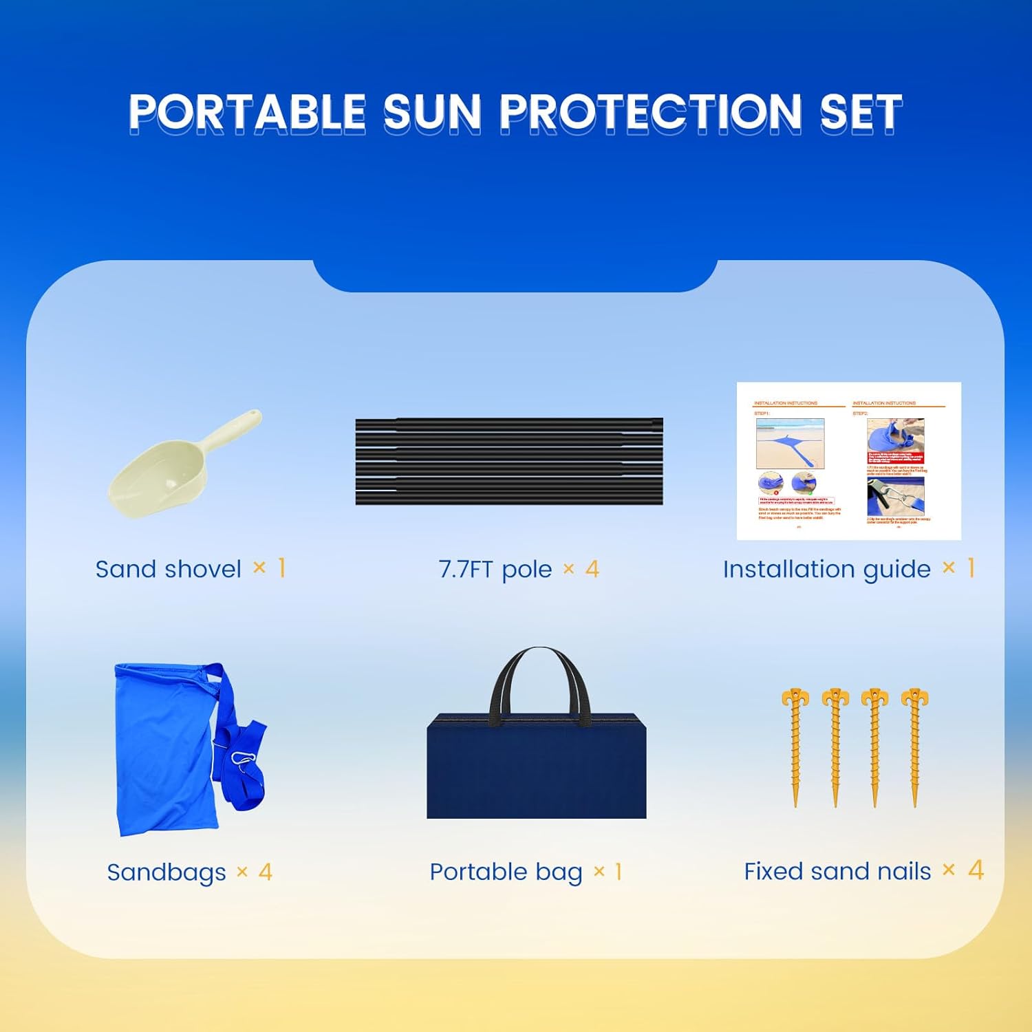 besuhot Beach Tent Sun Shelter 10x10FT Beach Shade Canopy with 8 Sandbags, UPF 50+ Protection Beach Shade Canopy, Outdoor Tent for Beach Camping Trips, Fishing, Backyard