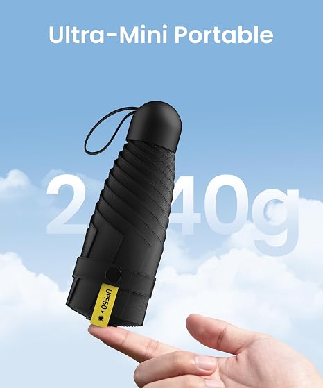 3 Pack Mini Travel Folding Umbrella,UPF 50+ UV Compact Portable Sun | Rainproof & Pocket-Friendly Size, Lightweight to Fit Backpacks, Handbags & Pockets, Perfect for Kids, Women & Men