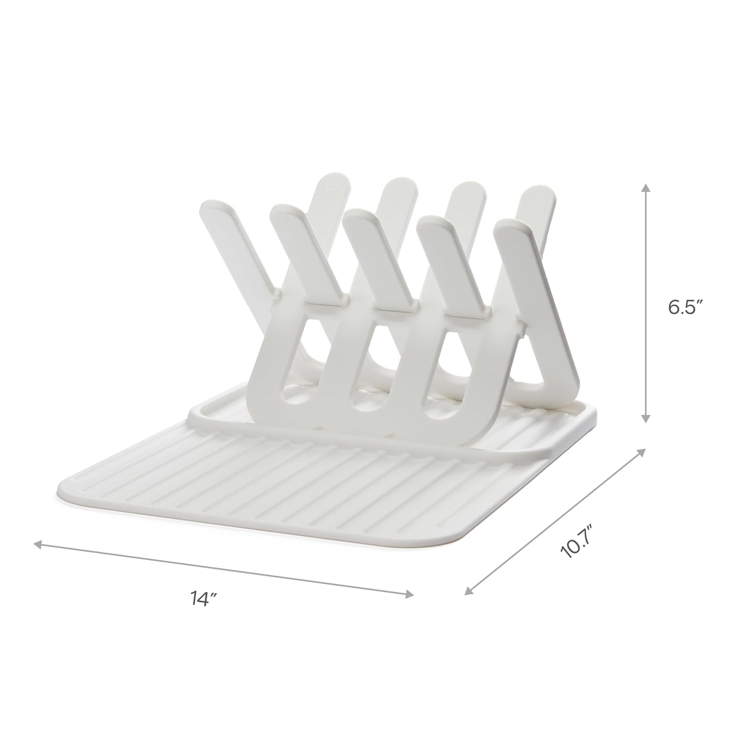 Munchkin Bottle Drying Rack and Mat, Holds 8 Bottles, Pump Parts, Pacifiers, & Accessories, Space Saving Folding Design, Home and Travel Use, Silicone, White