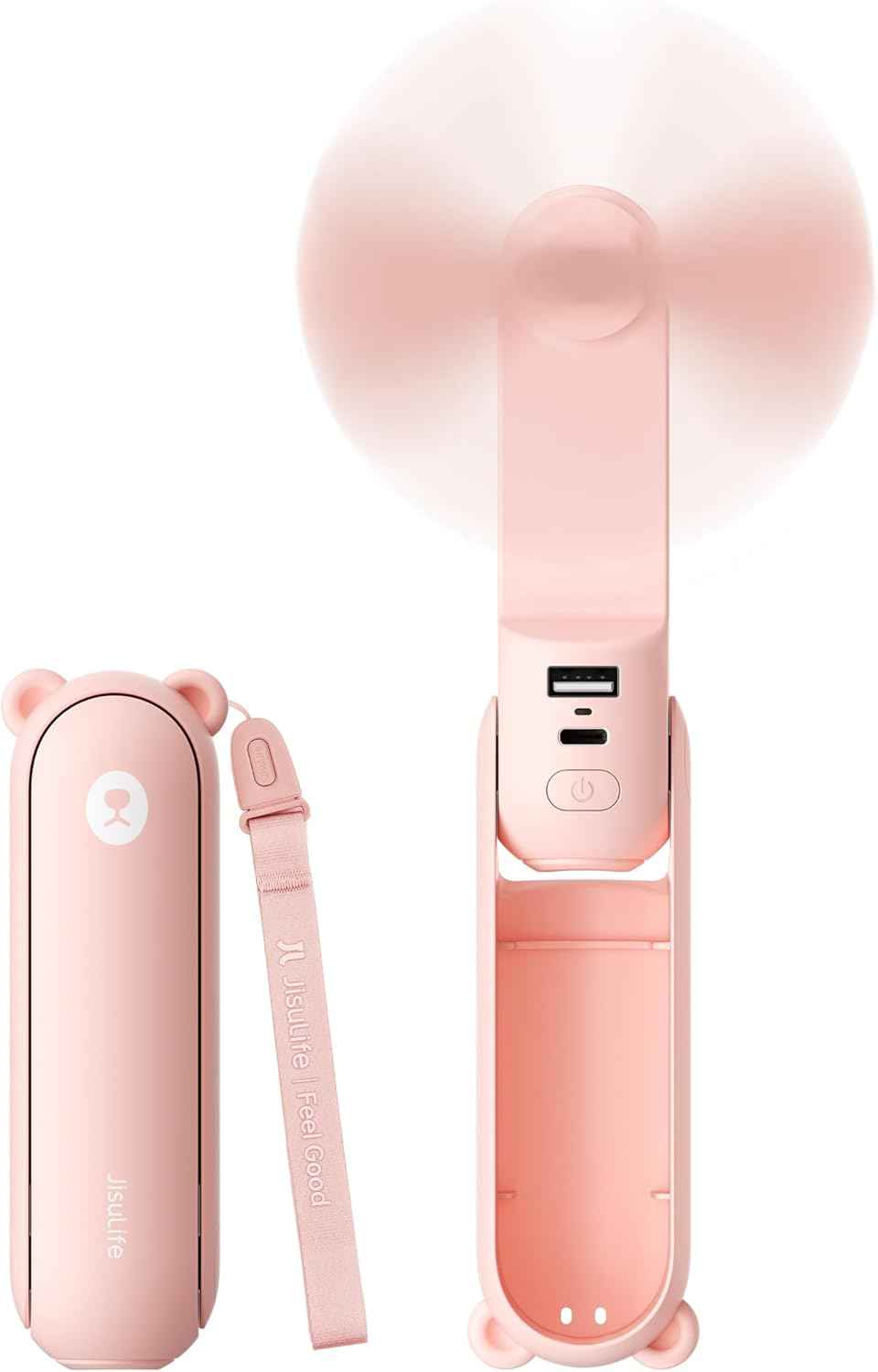 JISULIFE 3 IN 1 Handheld Mini Fan - Portable Fan & Power Bank & Flashlight, 19H Max Cooling, USB Rechargeable, Pocket-Sized for Travel, Cruise, Concerts, Makeup, 2026 Summer Gifts for Women