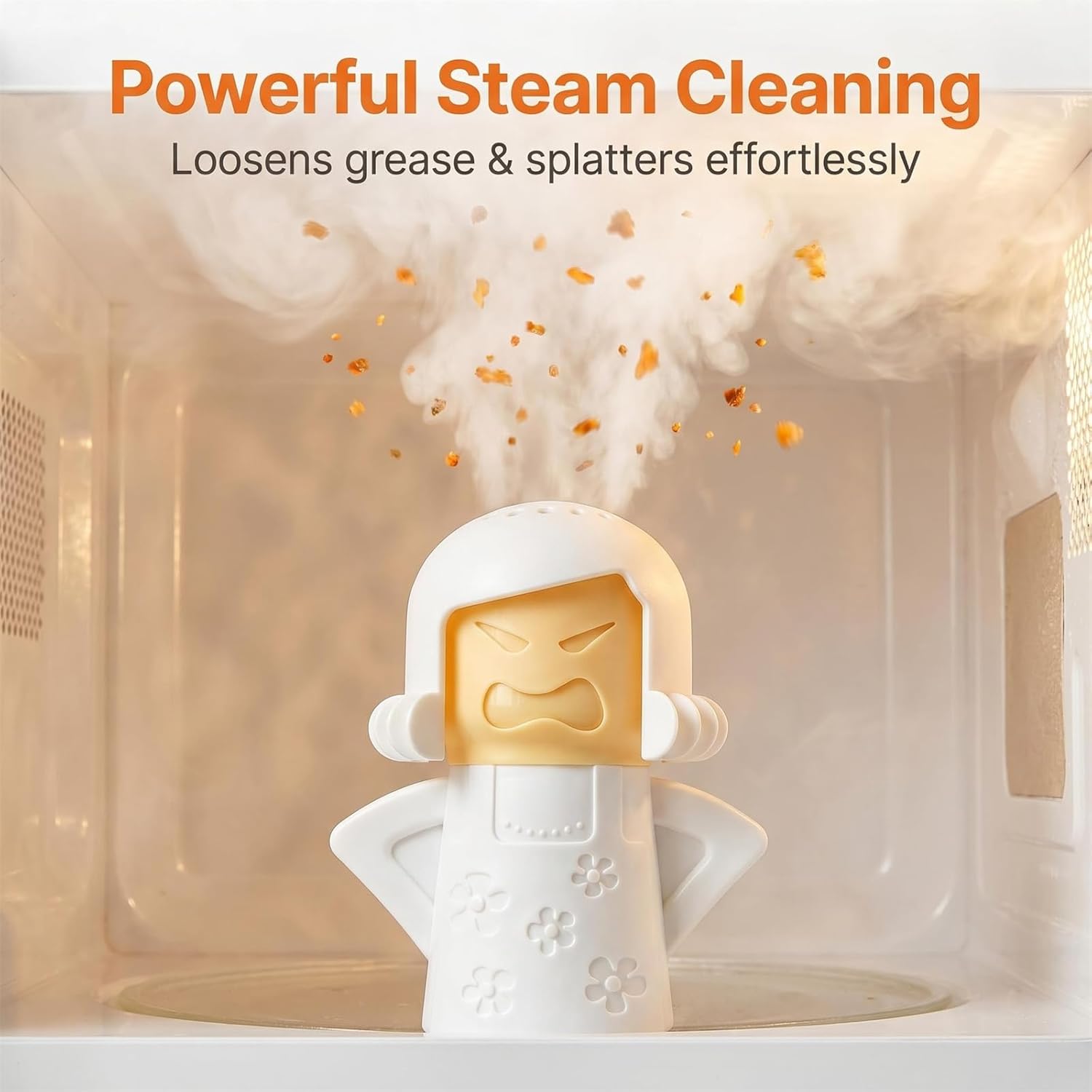 Angry Mom Microwave Cleaner, Mad Mama Microwave Steam Cleaner, Just Add Vinegar and Water, Easily Cleans the Crud in Minutes