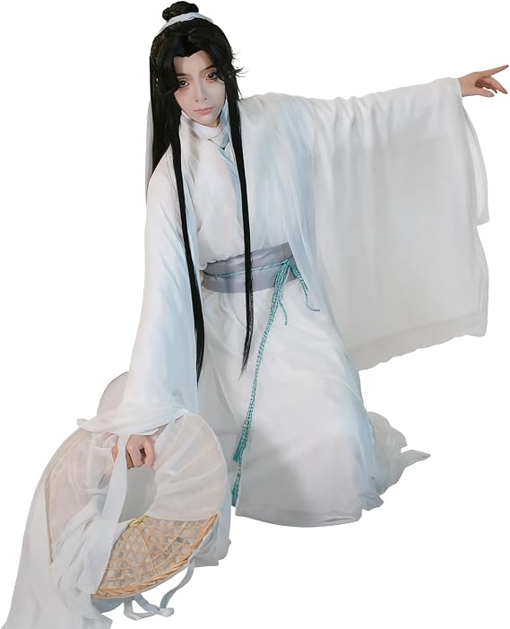 Xie Lian Cosplay Hanfu Costume, White Cotton Robe, Ancient Chinese Style