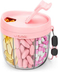 AMOOS Cute Pill Dispenser with 7 Large Compartments, Portable Pill Bottle Organizer with Wide Opening for Easy Use, Anti-Mix Pill Organizer for Travel, BPA-Free Pill Container