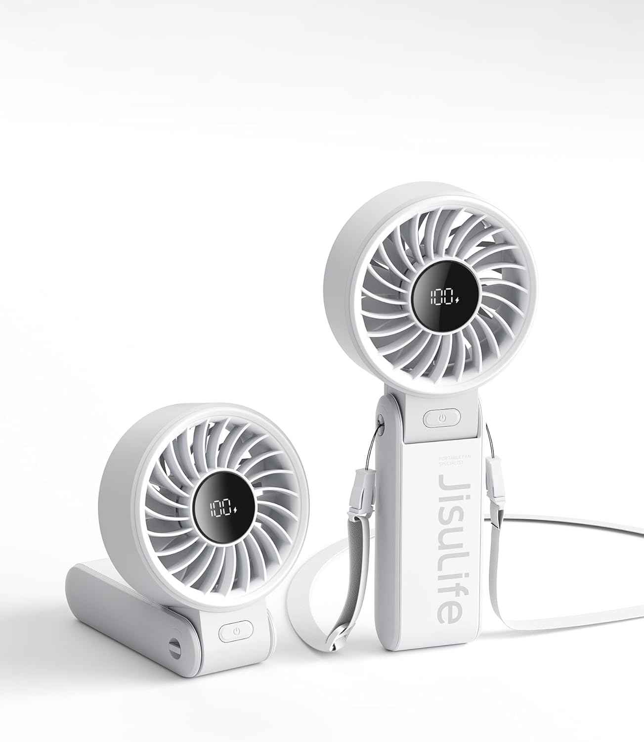 JISULIFE Handheld Fan Life7 – Ultimate Flexibility: Wide & Strong Airflow, 19.5H Max Cooling, 5000mAh Rechargeable, 5-Speed, LED Display, 3 IN 1 Portable Fan for Travel, Concerts, Sports Events