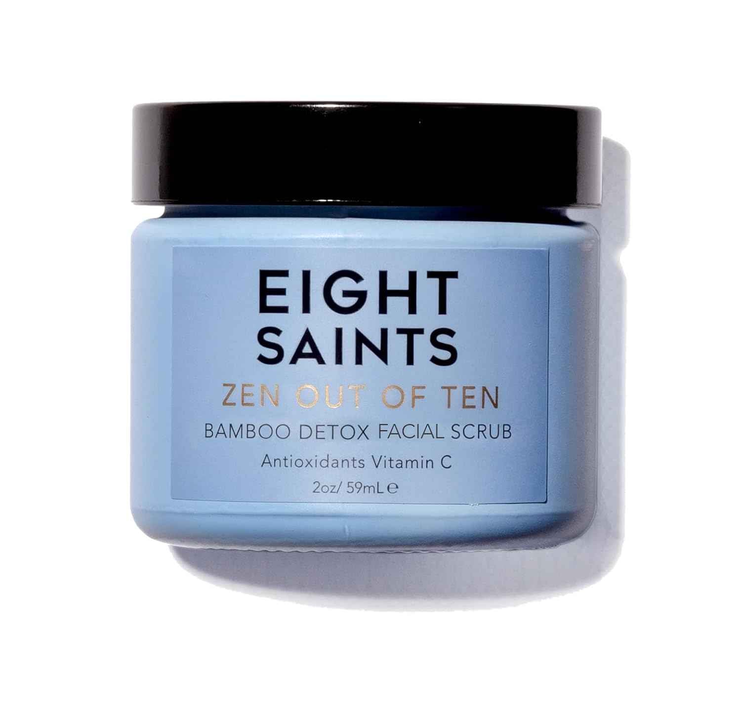 Eight Saints Zen Out Of Ten Bamboo Detox Face Scrub Exfoliator, Daily Exfoliating Facial Scrub With Bamboo Fibers to Unclog Pores, Blackheads, Blemishes, and Dull Skin, with Vitamin C & Aloe Vera, 2oz