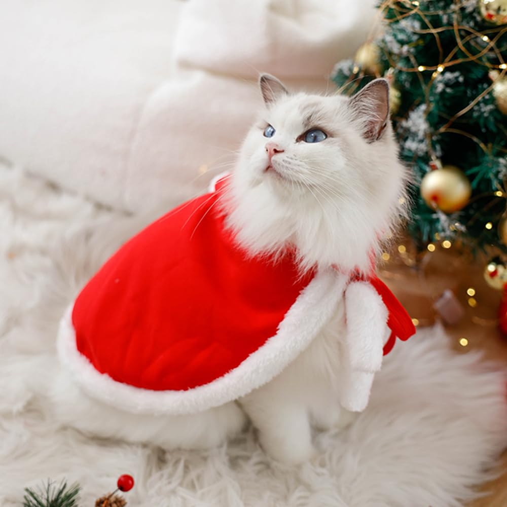 ANIAC Pet Christmas Costume – Cozy Cloak & Hat Set for Cats and Small Dogs