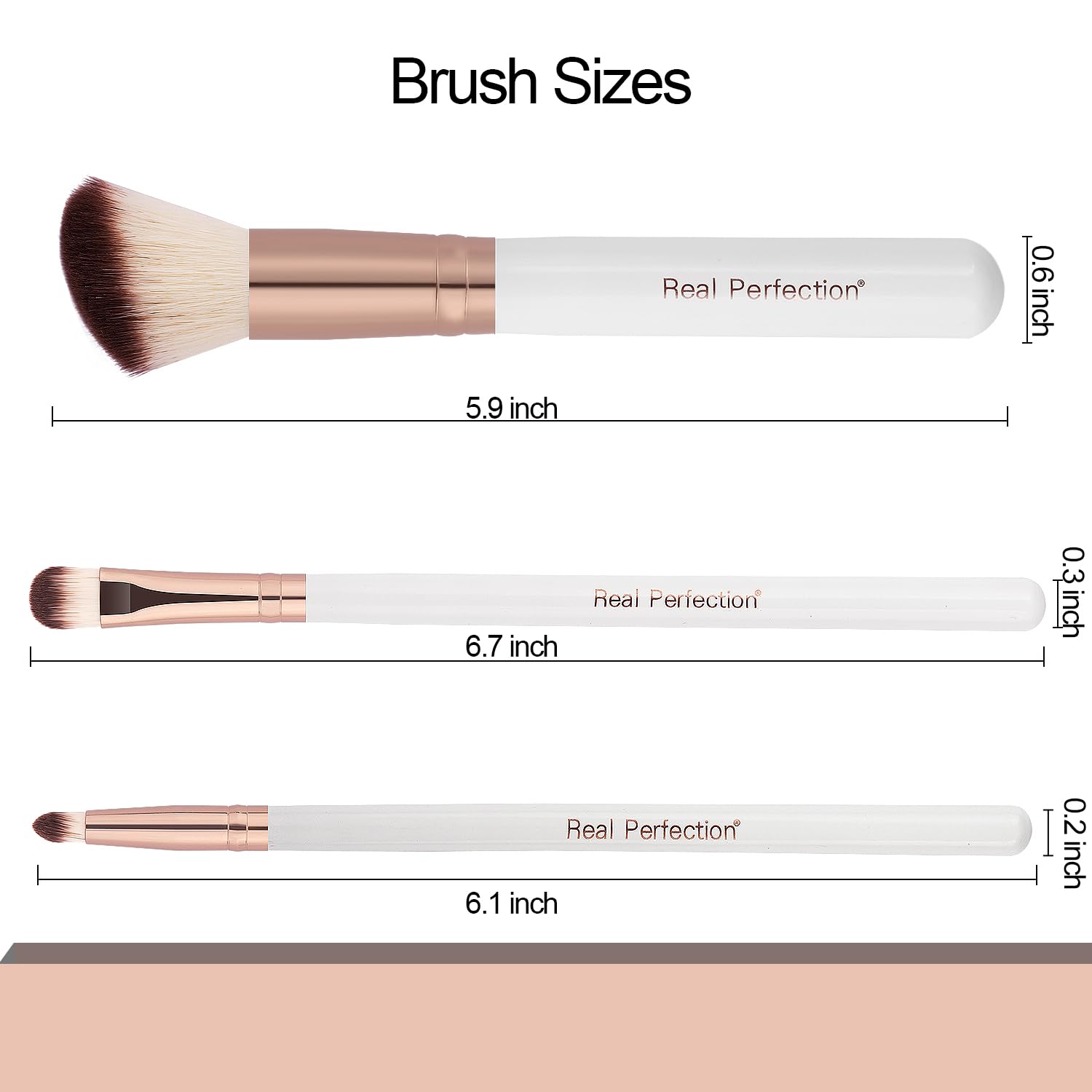 Real Perfection Makeup Brush Set 16 Pcs with 1 Eyebrow Razor Premium Synthetic Foundation Powder Concealers Eyeshadow Blush Makeup Brushes Make up Brushes Kit