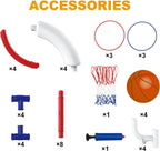2-in-1 Poor Toy Basketball & Ring Toss Game with 4 Balls, 6 Rings&Pump, Summer Pool Toys Outdoor Water Fun Family Party for Age 3-12