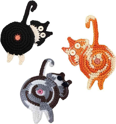 Cat Gifts for Cat Lovers Cat Coaster Woven Creative Cute Cat Coaster Insulation Coaster Coffee and Tea Coaster Desktop Gifts