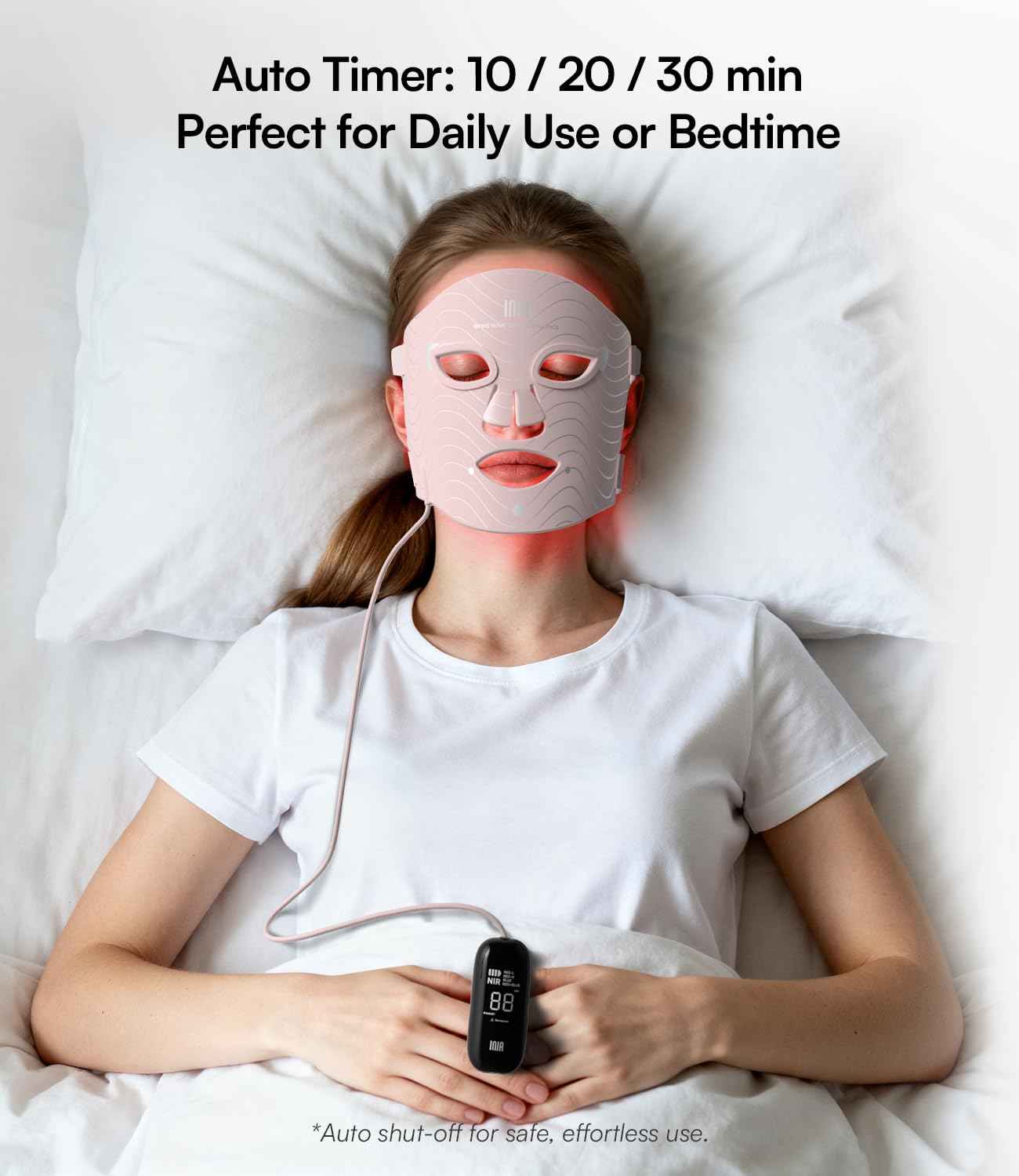 Red Light Therapy Mask for Face – 4 Light Modes with 850nm NIR, Red & Blue LED Light Therapy, 2600mAh Rechargeable LED Face Mask for Radiant Glow at Home