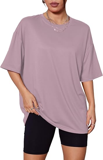 Kinglaman 5 Pack Womens Oversized T Shirts Workout Short Sleeve Summer Tops | Loose fit plus size crew neck tee, Baggy, Casual daily summer wear