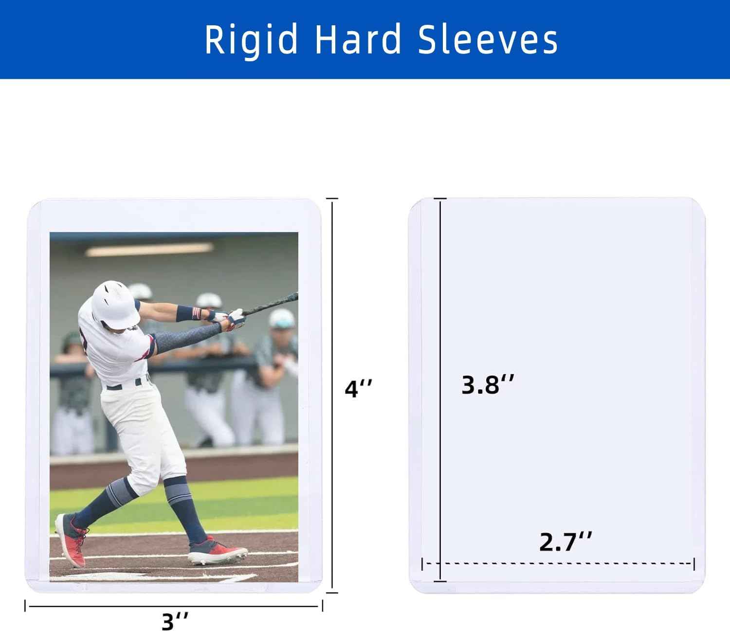 3"X 4" Card Sleeves Hard Plastic, Arjiekwei Baseball Cards Protectors Plastic, Premium Card Sleeve Holder for Trading Sports Baseball Football Game Cards (100 Rigid Sleeves)