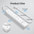 GHome Smart Power Strip, WiFi Surge Protector with 6 Individually Controlled Outlets, 3 USB Ports (2 USB-A and 1 USB-C), Compatible with Alexa & Google Home, Flat Plug, for Home Office