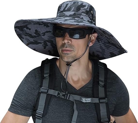Leotruny Men Wide Brim Sun Hats UPF50+ Waterproof Breathable Bucket Hat for Fishing, Hiking, Camping