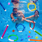 YUJUN Pool Diving Swimming Toys, Summer Underwater Game Toys with Pool Fishes Dive Sticks Rings Gems Storage Bag for Kids Swim Birthday Party Favors