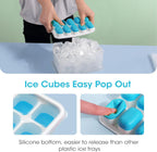 DOQAUS Ice Cube Tray with Lid and Bin - 4 Pack Silicone Ice Cube Trays for Freezer, Stackable Ice Bucket Kits with Storage Container & Scoop for Kitchen