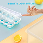 DOQAUS Ice Cube Tray with Lid and Bin - 4 Pack Silicone Ice Cube Trays for Freezer, Stackable Ice Bucket Kits with Storage Container & Scoop for Kitchen