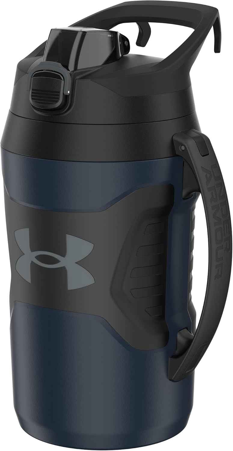 Insulated Water Bottle with Handle & Fence Hook, Half Gallon Sports Water Jug, Leak-Resistant & BPA-Free for Baseball, Football & Gym