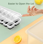 DOQAUS Ice Cube Tray with Lid and Bin - 4 Pack Silicone Ice Cube Trays for Freezer, Stackable Ice Bucket Kits with Storage Container & Scoop for Kitchen