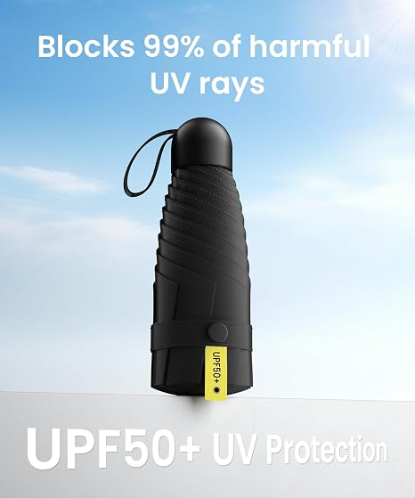 3 Pack Mini Travel Folding Umbrella,UPF 50+ UV Compact Portable Sun | Rainproof & Pocket-Friendly Size, Lightweight to Fit Backpacks, Handbags & Pockets, Perfect for Kids, Women & Men